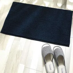 Dolce Casa Blue Pure Cotton Chenille 100-GSM Soft Water Absorbing Bath Rug-image-84