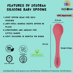 zozobaa Silicone baby feeding bib with long spoon,Water Proof, Easy Adjustable, Washable image 5