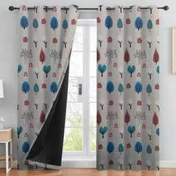 BFAM Red Set of 2 Black Out Door Curtain-image-0