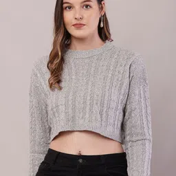 NoBarr Women Cable Knit Crop Pullover-picture-34