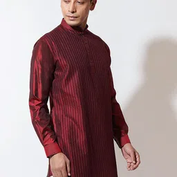 VIVEK KARUNAKARAN Striped Printed Straight Kurta With Dhoti Pants image 3