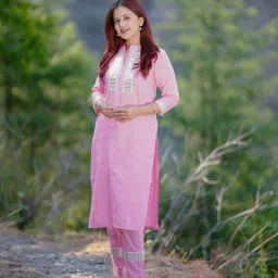 madarwa Women Pure Cotton Kurti Pant Dupatta Set image 3