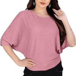 krish hosiery Party Batwing Sleeves Solid Women Pink Top-picture-19