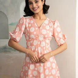 DressBerry Women Floral Printed Crepe Empire Dress image 2