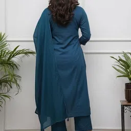 MILAAV Women Ethnic Motifs Embroidered Panelled Mirror Work Kurta with Trousers & With Dupatta image 3