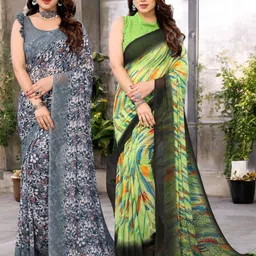 Moda Rapido Pack Of 2 Printed Pure Georgette Saree-picture-15