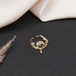Mali Fionna Gold-Plated Artificial Stones Studded & Beaded Ring Nosepin-image-8