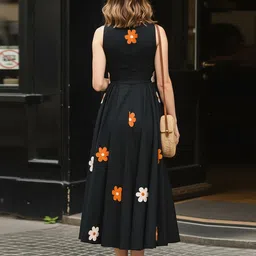 Moda Rapido Floral Applique Fit & Flare Midi Dress image 2