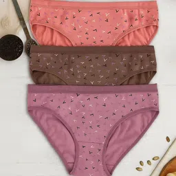 FiveFlag Pack Of 3 Printed Pure Combed Cotton Mid-Rise Antibacterial Hipster Briefs-picture-55