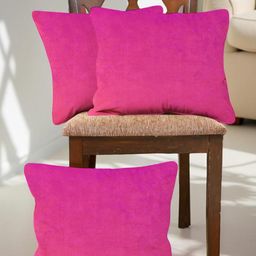 IVAZA Pink Set of 3 Velvet Square Cushion Covers-picture-39