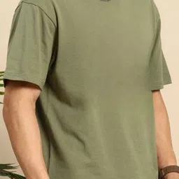 PockMAN Men Bio Finish Solid Round Neck Cotton Oversized T-shirt image 3