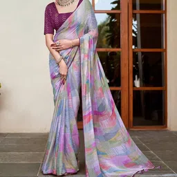 HERE&NOW Abstract Printed Satin Saree-picture-41