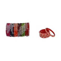 SOMIL Set Of 28 Artificial Stones Studded Glass Bangles image 4
