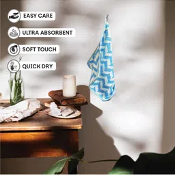 HOUSSE Blue & White 4 Pieces Zig-Zag Printed 350 GSM Face Towels image 5