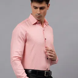 Vida Loca Self Design Smart Slim Spread Collar Fit Cotton Formal Shirt image 2