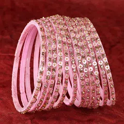 ZULKA Set Of 12 Diamond Stone Studded & Sitara Beaded Glass Bangles image 2