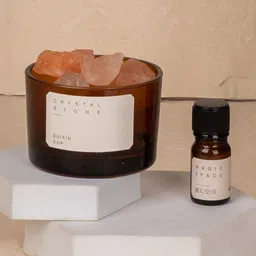 AARVI DECOR STUDIO Brown 2 Pieces Serenity Crystal Stone Aroma Gift Set image 1