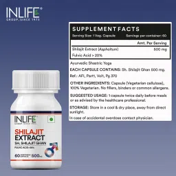INLIFE Pure Shilajit Extract 500mg - 60 Veg Capsules image 5