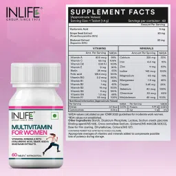 INLIFE Women's Multivitamin Tablets | 60 Tablets | Enriched with Zinc, Vitamin C, Vitamin D, and Essential Multiminerals | Supports Immunity and Energy Levels image 3
