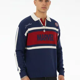 glitchez Typography Marvel Shirt Collar Drop-Shoulder Sleeves Oversized Sweaters-image-97