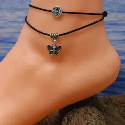 gurjari jewellers Flat Beads Thread Anklet image 1