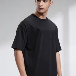 Mast & Harbour Black Drop-Shoulder Sleeves Anti Odour Pure Cotton Oversized Tshirt-picture-42
