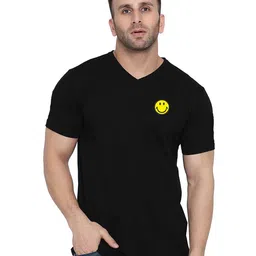 Blisstone Men Solid Self Design V-Neck Applique Slim Fit T-shirt-picture-27