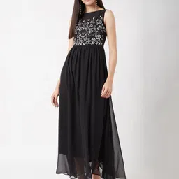 Miss Chase Women Embroidered Georgette Fit and Flare Maxi Dress image 2