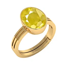 VISHVMA Gold-Plated 5.00 Ratti to 5.50 Ratti Sapphire Pukhraj Gemstone-Studded Finger Ring-picture-29