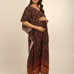 CRAFTBAZAR Floral Print Maternity Kaftan Maxi Dress image 5
