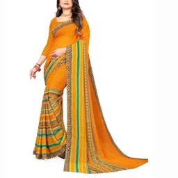 Moda Rapido Yellow Poly Georgette Sarees-picture-17