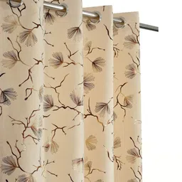 GEET CREATIONS Cream-Coloured Set of 2 Floral Room Darkening Door Curtain image 4