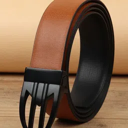 WINSOME DEAL Men Push Pin Closure Textured Formal Belt image 1