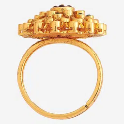 Kushal's Fashion Jewellery Gold-Plated Stone-Studded Adjustable Antique Finger Ring image 2