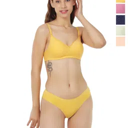 Liigne Women Pack Of 5 Everyday Non Padded Bra Pure Cotton Lingerie Set-picture-17