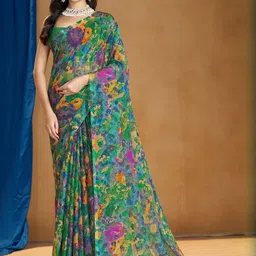 Garden Vareli Floral Printed Pure Chiffon Saree-image-77