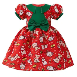 StyleCast x Revolte Girls Graphic Printed Puff Sleeve Fit and Flare Dress-picture-5