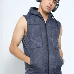 SF JEANS by Pantaloons Men Hooded Abstract Gilet Jacket-picture-10