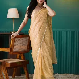 RACHNA Polka Dot Organza Saree-image-7