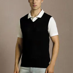 Louis Philippe Men Ribbed Sweater Vest image 3
