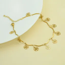 ARTKLIM Stainless Steel Gold-Plated Tree Charm Anti Tarnish Anklet-image-41