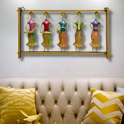 RSN Green & Blue 5 Rajasthani Musician Playing Metal Wall Hanging-picture-36
