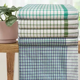 Athom Living Premium Green & White 5 Pieces Printed Cotton 210 GSM Bath Towel-picture-30