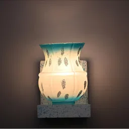 1ST TIME Blue & White Printed Wood Abstract Shaped Shaped Wall Lamp image 3