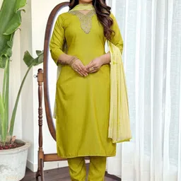 HERE&NOW Women Regular Kurta with Trousers & With Dupatta-picture-14