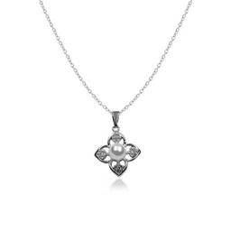 Utkarsh Silver-Plated Floral Pendants with Chains image 3
