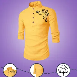 dimmy Men Printed Cotton Blend Straight Kurta image 2