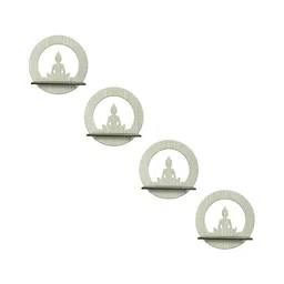 OLIVE TREE Black & Cream 4 Pieces Olive Tree Planter Stand Wall Shelves image 4