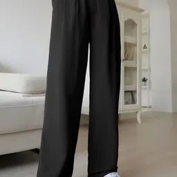 KERI PERRY Women Relaxed Straight Wide Leg High Rise Pleated Trousers-image-83