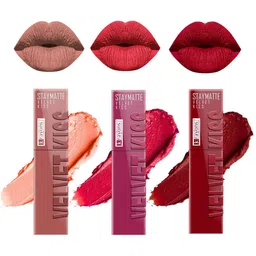 krayons Set Of 3 Velvet Kiss Lipstick-3.5 ml Each Peach Pink 08 Ruby Red 12 Sheer Nude 05-image-17